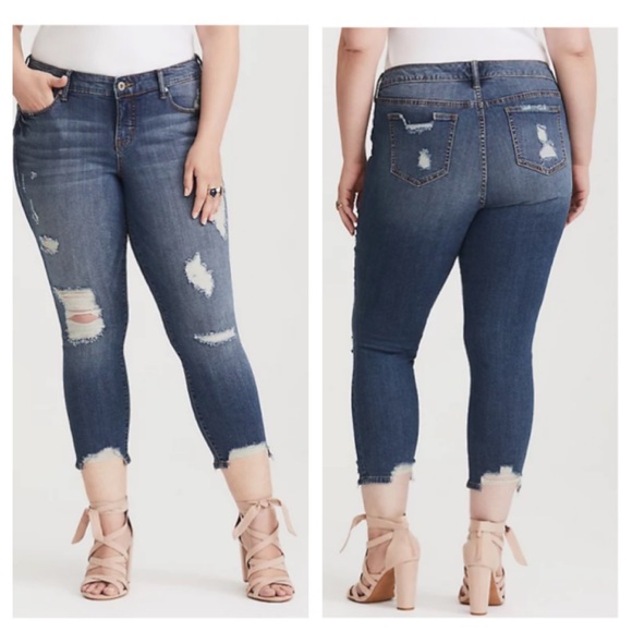 torrid Denim - Torrid Classic Distressed Skinny Jean Vintage Stretch Medium Wash Size 26